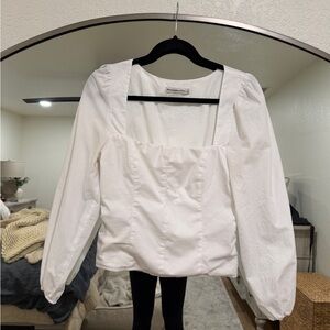 Abercrombie & Fitch White Square Neck Corset Blouse